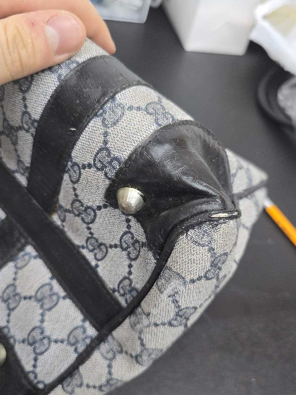 Gucci Monogram Boston Bag in Tan and Black - Picture 11 of 13